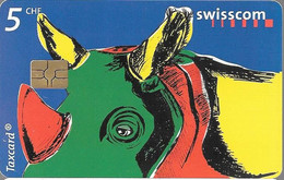 CARTE-PUCE-Gem6-SUISSE-Tete De RHINOCEROS-Exp 01/2005-Utilisé-TBE - Giungla