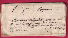 LETTRE DE LAUTREC TARN 1671 POUR PARIS LETTRE COVER FRANCE - ....-1700: Précurseurs