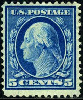 US #335 Mint Hinged 5c Washington From 1908 - Unused Stamps