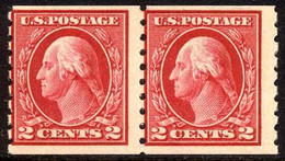 US #413 Mint Never Hinged 2c Washington Coil PAIR  From 1912 - Unused Stamps
