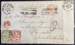 ST GALLEN 1860 Strubel Brief Unterfrankiert>Penrith Cumbria GB Via France(Schweiz Postvertragstempel Cover Lettre - Cartas & Documentos