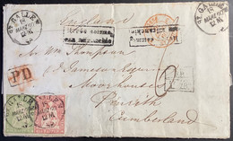 ST GALLEN 1860 Strubel Brief Unterfrankiert>Penrith Cumbria GB Via France(Schweiz Postvertragstempel Cover Lettre - Storia Postale