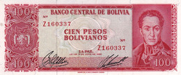 BOLIVIA 100 PESOS  BOLIVIANOS 1962 AU REPLACEMENT PREFIX Z P-157ar RARE "free Shipping Via Registered Air Mail" - Bolivië