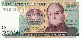 CHILE 20000 PESOS 1999 UNC P-159a "free Shipping Via Registered Air Mail" - Chile