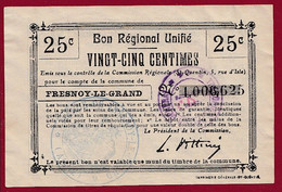 Fresnoy Le Grand (02) ---- 0.25 Cts -- Pirot 02/1021- - BRU- ---dans L 'état  (590) - Bons & Nécessité