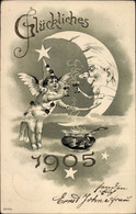 CPA Glückwunsch Neujahr 1905, Mondschein, Engel, Punsch - New Year