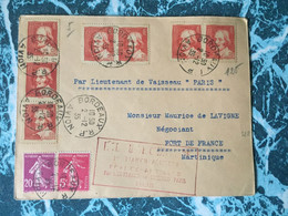 Belle Lettre : Par Lieutenant De Vaisseau "PARIS" 1935, Belles Oblitérations, Cf Photos. - Abarten: 1931-40 Briefe & Dokumente