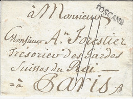 1787- Letter From Parma To Paris  " TOSCANE "  25 Mm  Black - Marques D'entrées