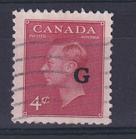 Canada: 1950/52   Official - KGVI 'G' OVPT   SG O182    4c   Carmine-lake  Used - Surchargés