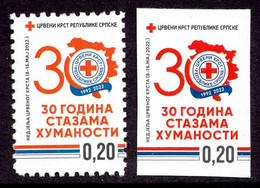 Bosnia Serbia 2022 Red Cross Croix Rouge Rotes Kreuz Tax Charity Surcharge, Perforated + Imperforated Stamp MNH - Bosnia And Herzegovina