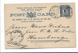 NSW111 /  AUSTRALIEN - NEW SOUTH WALES - Ascher 22 B - Christmas Grüsse 1889 Nach Hamburg - Storia Postale