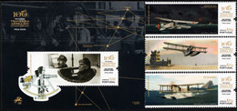 Portugal - 2022 - Centenary Of First Transatlantic Flight - Mint Stamp Set + Souvenir Sheet - Unused Stamps