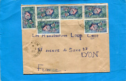 MARCOPHILIE- NOUVELLE CALEDONIE- Lettre Cad 1960 -6 Stamps  N° 292 Fish-poisson Lienardella - Brieven En Documenten