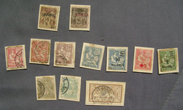 Alexandrie Colonies France 12 Timbres Sur Fragment D'Album à Nettoyer - Used Stamps