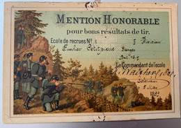 18253 - Militaria Suisse Mentionpour Résultats De Tirs Colombier Ecole De Recrue No 1  Division II 5 Mai 1899 - Non Classés