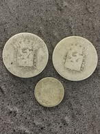 LOT 3 ARGENT USE / 1 FRANC BELGIQUE 1867 + 18?? + 10 CENTS PAYS BAS 18?? - Autres & Non Classés