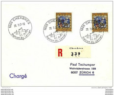 69 - 82 -  Enveloppe Recommandée Avec Oblitération Illustrée De Chexbres 1967 - Marcophilie