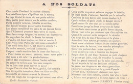 CPA A Nos Soldats - Paroles De Chanson Par Julien Clément Février 1915 - Musica E Musicisti