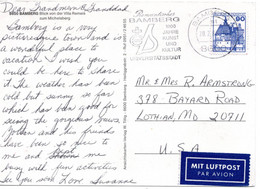 58939 - Bund - 1985 - 90Pfg B&S EF A LpAnsKte BAMBERG - ROMANTISCHES BAMBERG ... -> Lothian, MD (USA) - Cartas & Documentos