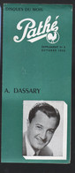 Catalogue LE  DISQUE  DU MOIS PATHE Octobre  1952 André  Dassary En Couverture  (M3945) - Advertising