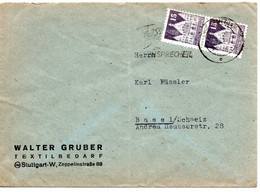 58957 - Bund - 1949 - 2@15Pfg Bauten A Bf STUTTGART - FASSE DICH KURZ ... -> Schweiz - Altri & Non Classificati