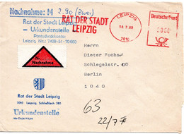 58964 - DDR - 1989 - 60Pfg AbsFreistpl A NN-Bf LEIPZIG - RAT DER STADT ... -> Berlin - Lettres & Documents