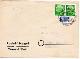 58973 - Bund - 1954 - 10Pfg Heuss I Waag Paar A Bf VERSMOLD -> Berlin - Storia Postale