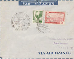 1948 - Oblitération Liaison Aérienne France-Amérique Du Sud Sur Enveloppe Par Avion Alger Paris - Storia Postale