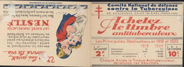 Carnet 20 Vignettes Timbres Antituberculeux Comité National Défense Contre Tuberculose Jeux Et Santé 1933 - Tuberkulose-Serien