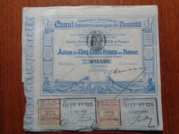 PANAMA - LOT 3 TITRES IDENTIQUES - CANAL INTEROCEANIQUE DE PANAMA - ACTION DE 500 FRS -  PARIS 1880 6 - Non Classificati