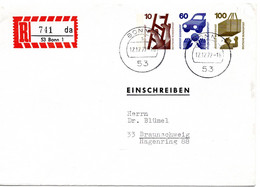 58988 - Bund - 1972 - 100Pfg&60Pfg&10Pfg Unfall Privat-R-GAUmschlag BONN -> Braunschweig - Cartas & Documentos