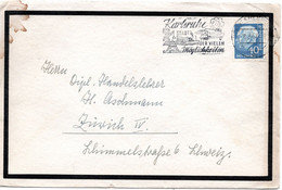 58991 - Bund - 1957 - 40Pfg Heuss II EF A Bf KARLSRUHE - ... -> Schweiz, Klappe Mgl. - Briefe U. Dokumente