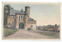 CPA Trazegnies Le Dojon Du Château Et Place Du Marché En Couleur - Courcelles