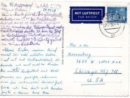 59004 - Berlin - 1956 - 40Pfg Bauten EF A LpKte BERLIN -> Chicago, IL (USA) - Cartas & Documentos