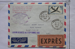 AQ22  FRANCE BELLE LETTRE EXPRESS  RRR 1965 ANNECY ..1ER VOL  PARIS NEW YORK  ++AEROPHILATELIE+ AFFRANCH.PLAISANT - 1960-.... Cartas & Documentos