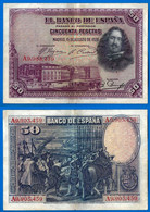 Espagne 50 Pesetas 1928 Prefix A Velazquez Que Prix + Port Peseta Billet Paypal Bitcoin OK! - 50 Peseten