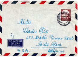 59013 - Bund - 1955 - 60Pfg Heuss I EF A LpBf GARMISCH-PARTENKIRCHEN -> Santa Rosa, CA (USA) - Lettres & Documents