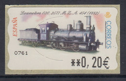 Spanien ATM Lokomotive 030-2577 , Wert In € 5-stellig Schmal  Mi.-Nr. 67.3 - 2001-10 Nuevos & Fijasellos