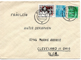 59019 - DDR - 1957 - 20Pfg Froebel MiF A Bf GUESTROW -> Cleveland, OH (USA) - Lettres & Documents