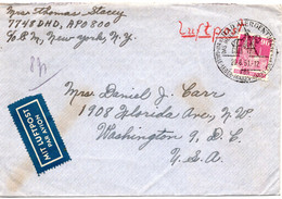 59027 - Bund - 1951 - 90Pfg Bauten EF A LpBf BAD MERGENTHEIM -> Washington, DC (USA) - Other & Unclassified