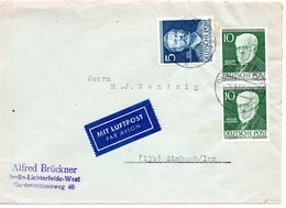 59031 - Berlin - 1953 - 2@10Pfg Menzel MiF A LpBf BERLIN -> Simbach - Storia Postale