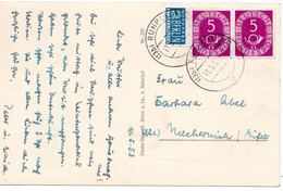 59036 - Bund - 1953 - 5Pfg Posthorn Waag Paar A AnsKte RUHPOLDING -> Mechernich - Lettres & Documents