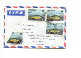 TANZANIE - Affranchissement Multiple Sur Lettre Par Avion -  Animaux / Poisson (def.) - Tanzanie (1964-...)