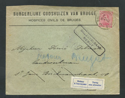 Enveloppe Bruges Rebut Étiquettes Décéde Et Retour à L'envoyeur COB 138 | Envelop Brugge Onbestelbaar Overleden - Storia Postale