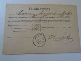 D190530  HUNGARY  Postai Föladó-vevény - Postal Delivery Receipt - BATTONYA 1874 Alispáni Hivatal MAKÓ - Otros & Sin Clasificación