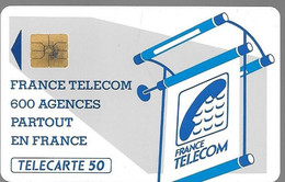 CARTE-PUBLIC-600 AGENCES-50U-Te46b-Trait +Court En Haut Et Bas-Texte3 S/Trou-V° N°Lasers A 03005/4Pe 3038-Utilisé-TBE - “600 Agences”