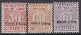 ERITREA - Servizio Commissioni N.1-3 - Cv 720 Euro - (n.3 Super Centrato) - Gomma Integra - MNH** - Eritrea