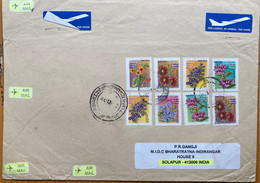 SOUTH AFRICA 2000, 8 DIFFERENT FLOWERS STAMPS USED AIRMAIL COVER TO INDIA - Covers & Documents