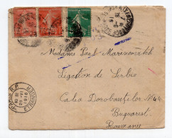 1916. WWI FRANCE,PARIS TO ROMANIA,BUCHAREST SERBIAN EMBASSY,COVER,AUSTRIAN MILITARY POST,CENSOR - Brieven En Documenten