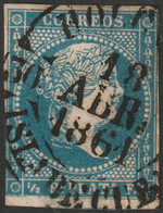 Cuba 1857 Sc 12b Antillas Ed 7 Yt 8 Used Hoguin Cancel Toning - Cuba (1874-1898)